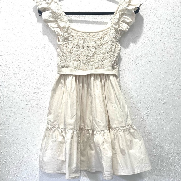 En Saison Collette Cream crochet ruffle Mini Sundress S - Picture 12 of 12